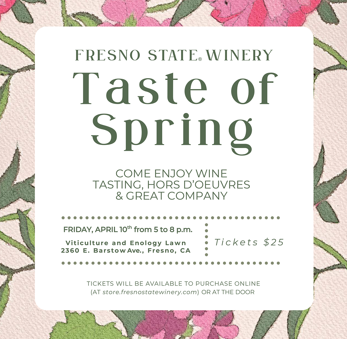 Taste of Spring Wine Tasting on April 10, 2026